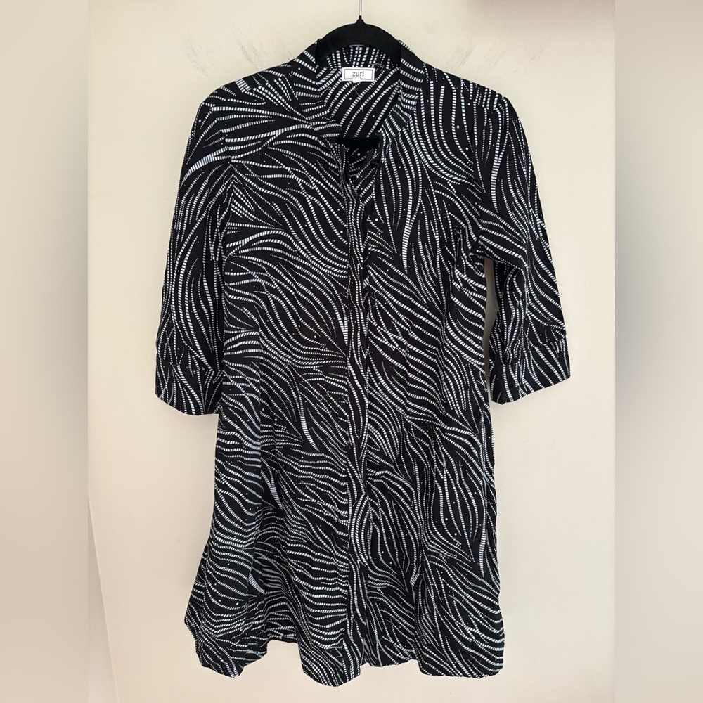 Zuri Dress Black And White Wave Abstract Dress Size XS